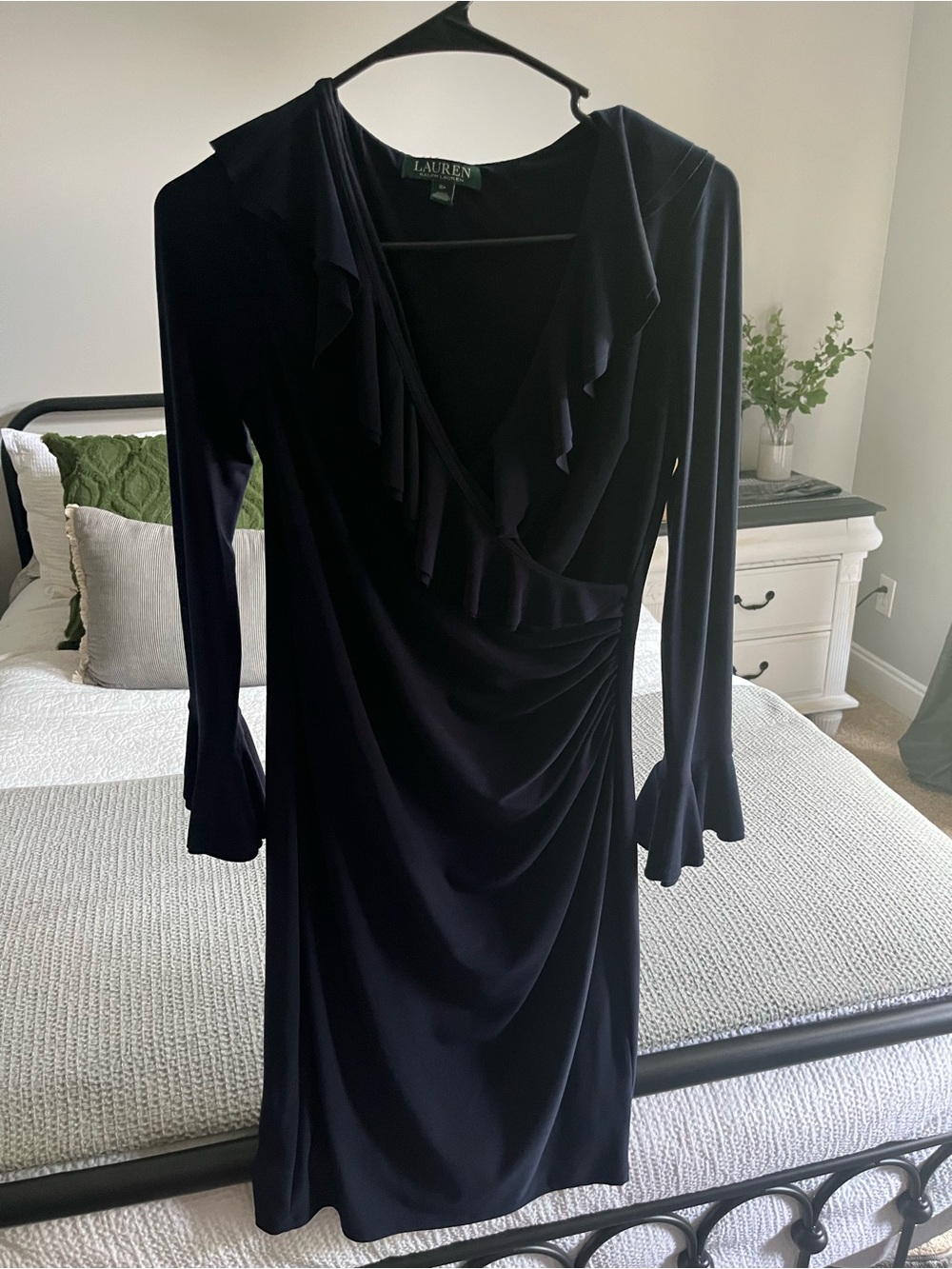 Ralph Lauren Navy Ruffle V‑Neck Long Sleeve Sheath Dress- Ms. Ralph to you :) - Picture 5 of 6